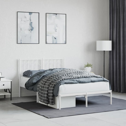 Bedframe met hoofdbord metaal wit 120x200 cm is nu te koop bij PeponiXL, paradijselijk wonen!