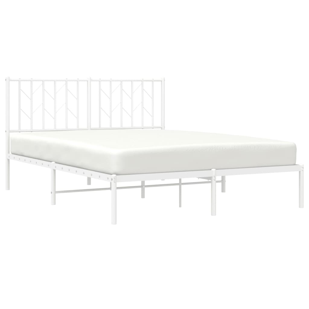Bedframe met hoofdbord metaal wit 140x190 cm is nu te koop bij PeponiXL, paradijselijk wonen!