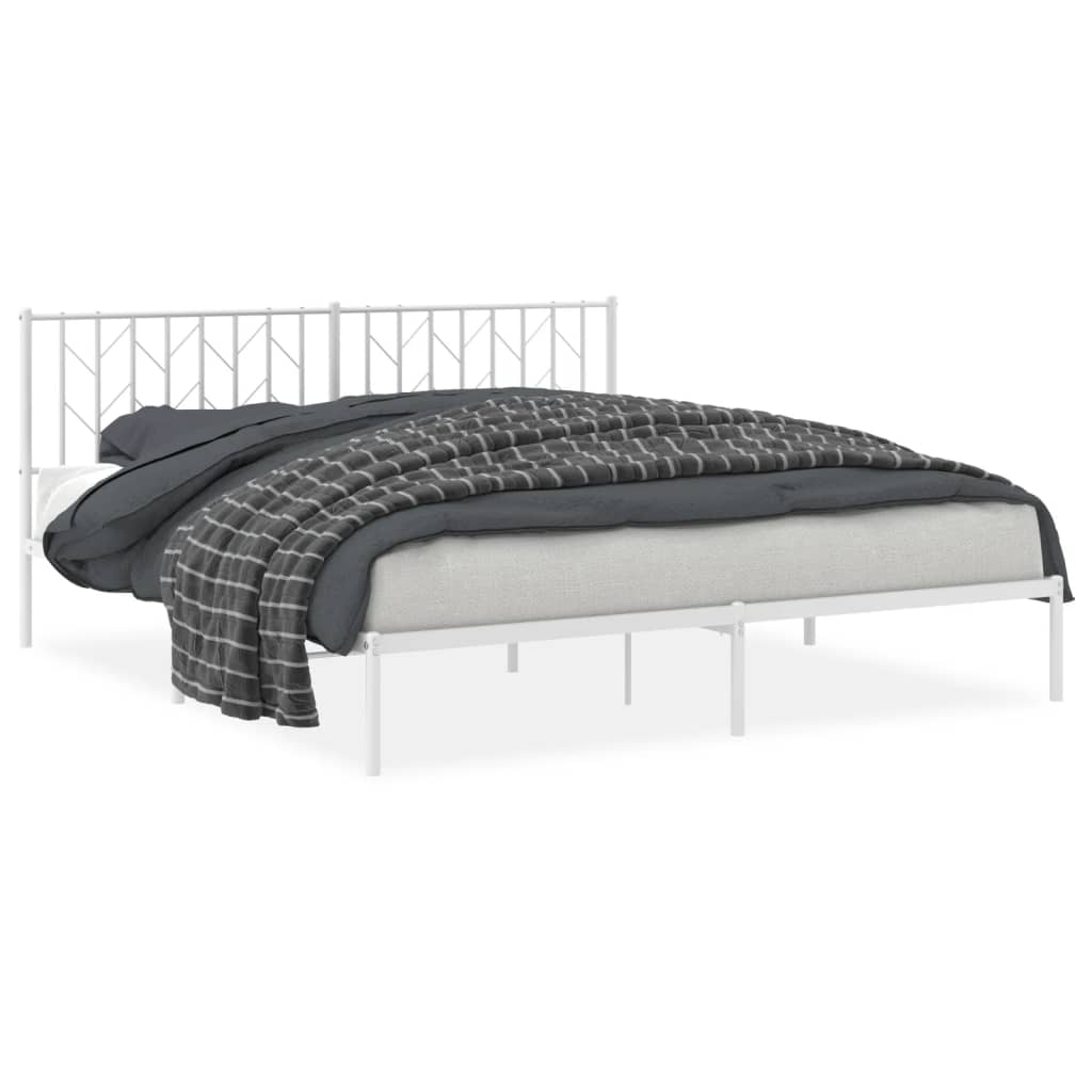 Bedframe met hoofdbord metaal wit 183x213 cm is nu te koop bij PeponiXL, paradijselijk wonen!