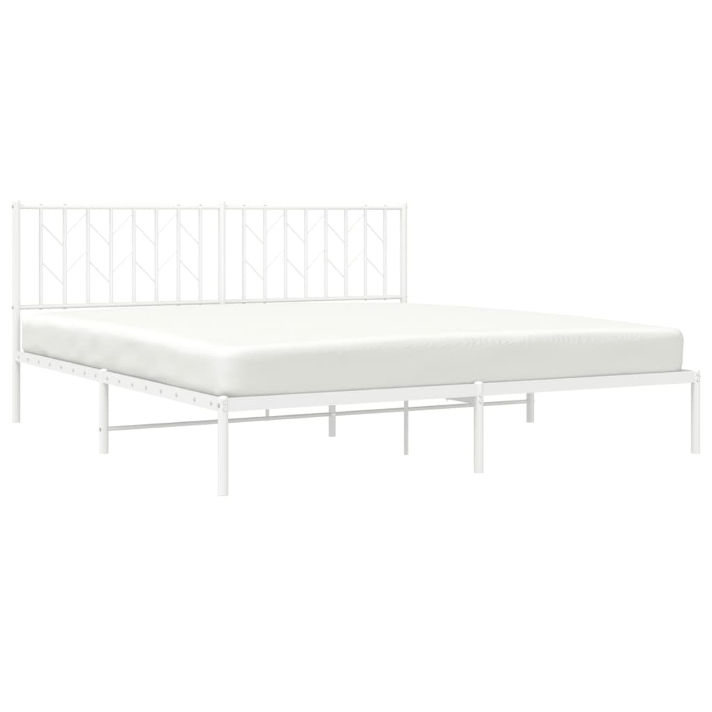 Bedframe met hoofdbord metaal wit 183x213 cm is nu te koop bij PeponiXL, paradijselijk wonen!