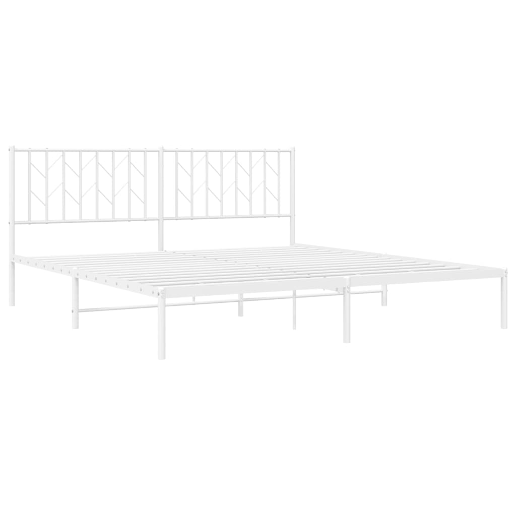 Bedframe met hoofdbord metaal wit 183x213 cm is nu te koop bij PeponiXL, paradijselijk wonen!