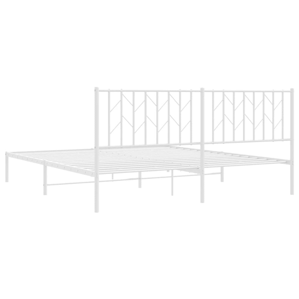 Bedframe met hoofdbord metaal wit 183x213 cm is nu te koop bij PeponiXL, paradijselijk wonen!