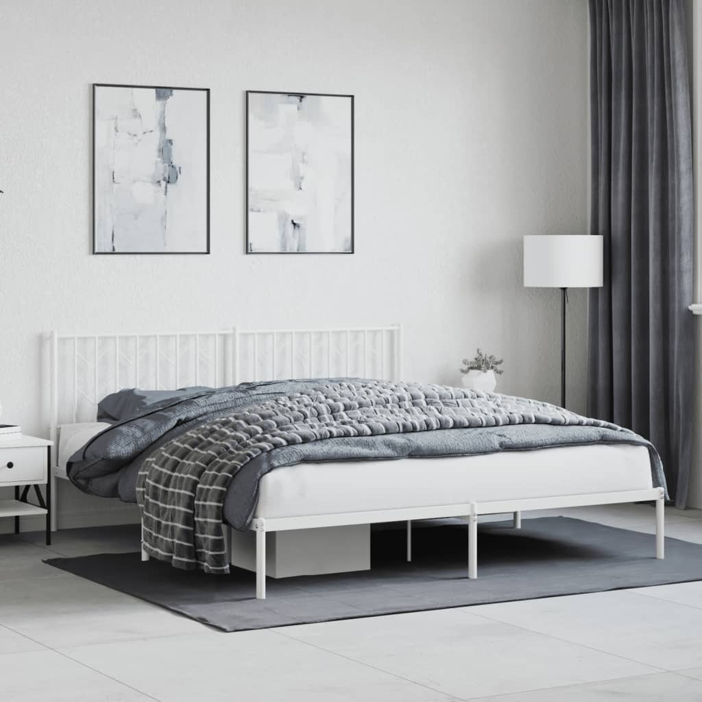 Bedframe met hoofdbord metaal wit 183x213 cm is nu te koop bij PeponiXL, paradijselijk wonen!