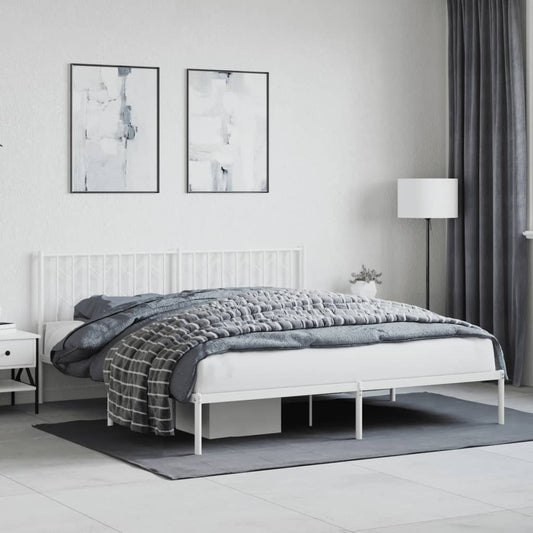 Bedframe met hoofdbord metaal wit 183x213 cm is nu te koop bij PeponiXL, paradijselijk wonen!