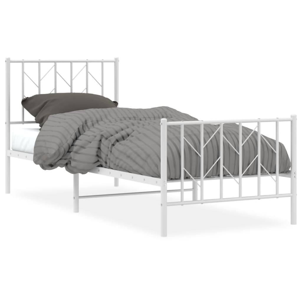 Bedframe met hoofd- en voeteneinde metaal wit 80x200 cm is nu te koop bij PeponiXL, paradijselijk wonen!