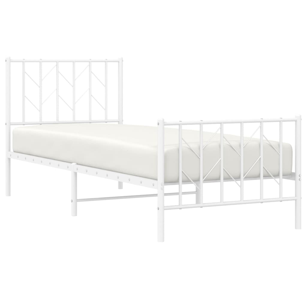 Bedframe met hoofd- en voeteneinde metaal wit 80x200 cm is nu te koop bij PeponiXL, paradijselijk wonen!