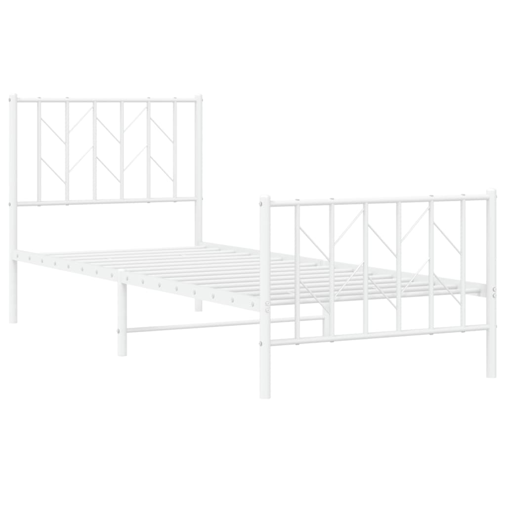 Bedframe met hoofd- en voeteneinde metaal wit 80x200 cm is nu te koop bij PeponiXL, paradijselijk wonen!