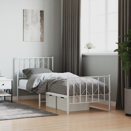 Bedframe met hoofd- en voeteneinde metaal wit 80x200 cm is nu te koop bij PeponiXL, paradijselijk wonen!