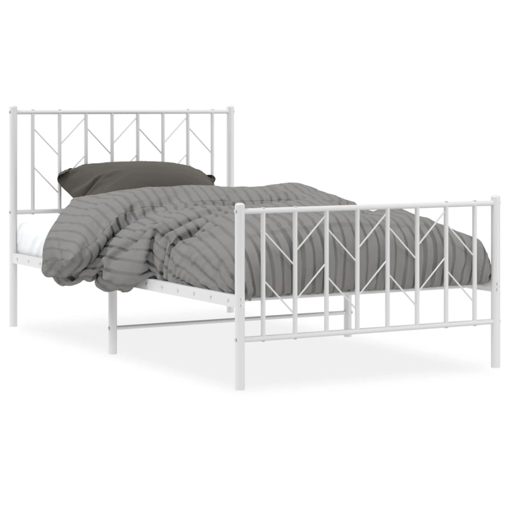 Bedframe met hoofd- en voeteneinde metaal wit 100x190 cm is nu te koop bij PeponiXL, paradijselijk wonen!