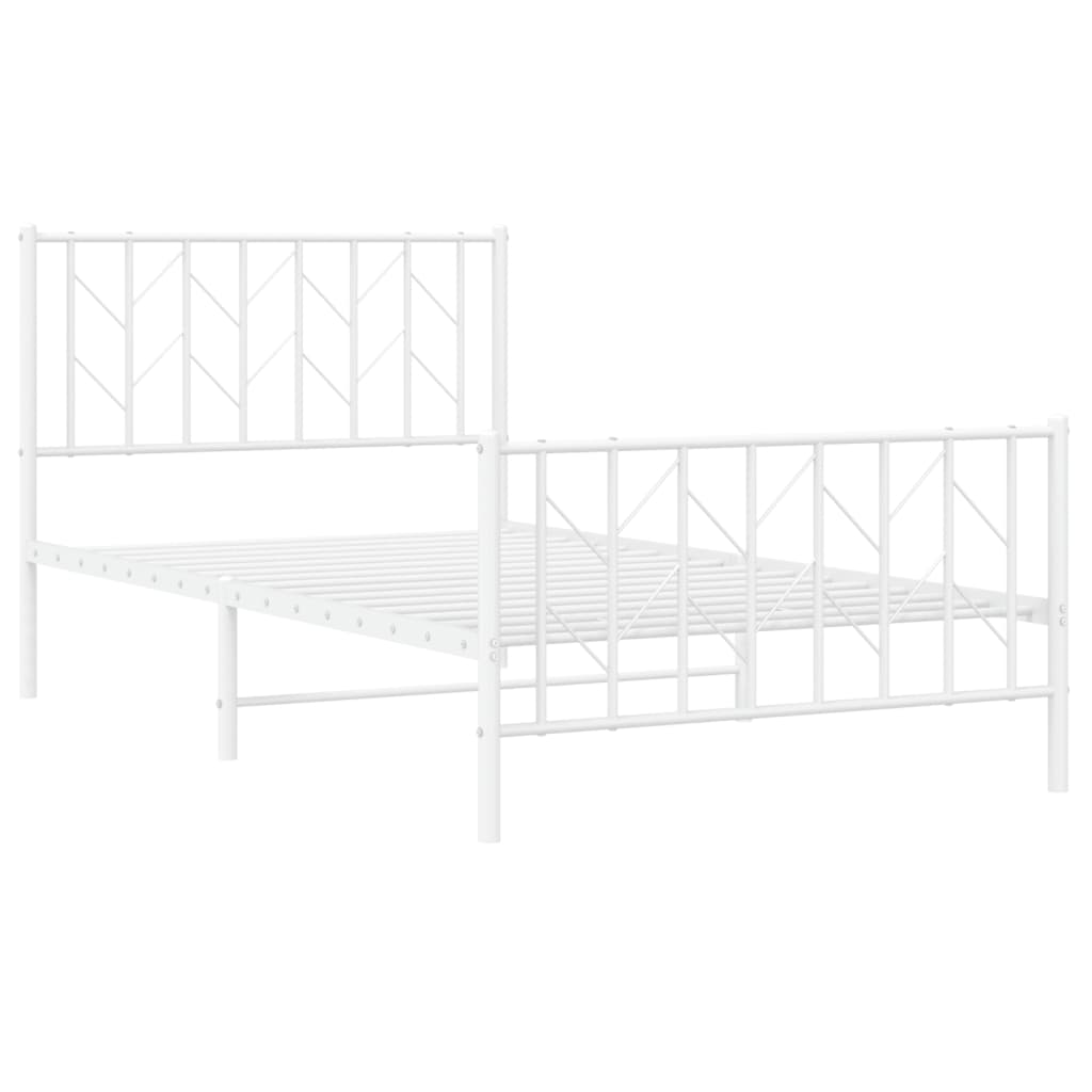 Bedframe met hoofd- en voeteneinde metaal wit 100x190 cm is nu te koop bij PeponiXL, paradijselijk wonen!