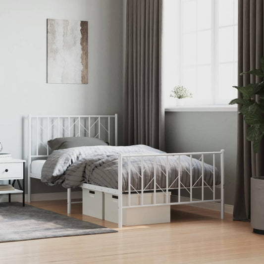 Bedframe met hoofd- en voeteneinde metaal wit 100x190 cm is nu te koop bij PeponiXL, paradijselijk wonen!