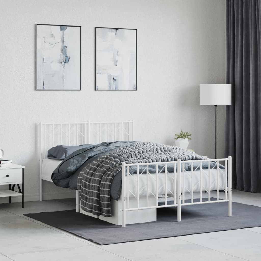 Bedframe met hoofd- en voeteneinde metaal wit 120x190 cm is nu te koop bij PeponiXL, paradijselijk wonen!