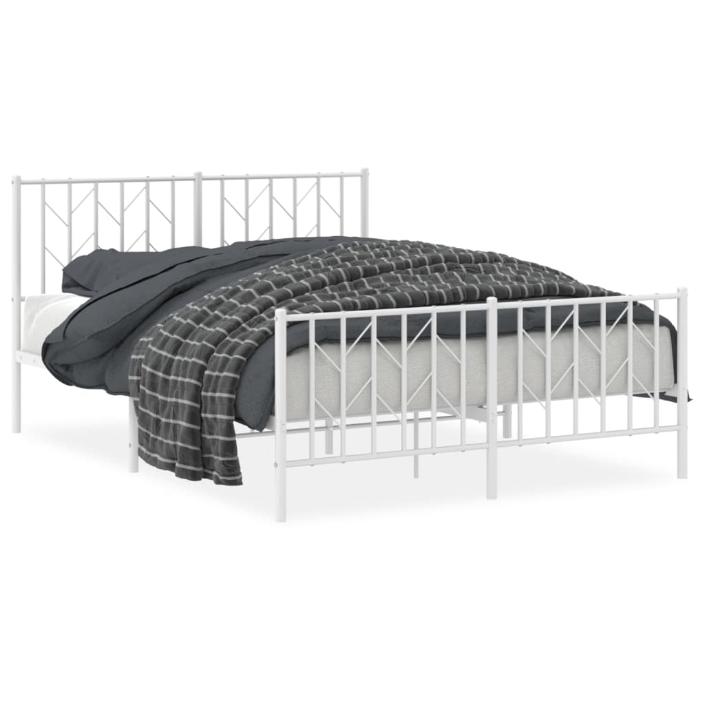 Bedframe met hoofd- en voeteneinde metaal wit 135x190 cm is nu te koop bij PeponiXL, paradijselijk wonen!