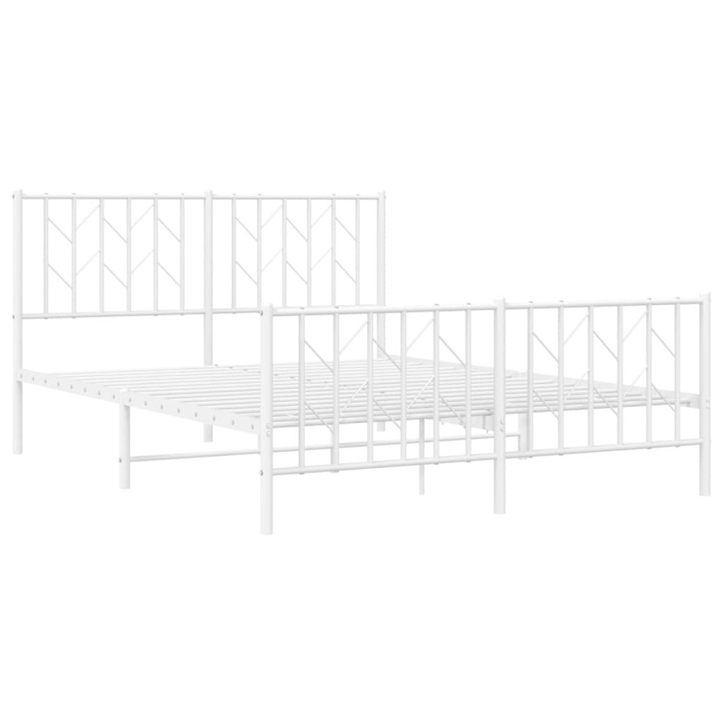Bedframe met hoofd- en voeteneinde metaal wit 135x190 cm is nu te koop bij PeponiXL, paradijselijk wonen!