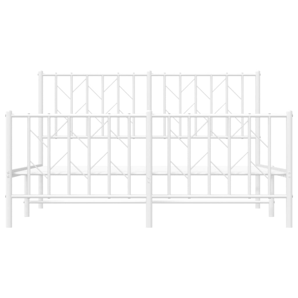 Bedframe met hoofd- en voeteneinde metaal wit 135x190 cm is nu te koop bij PeponiXL, paradijselijk wonen!