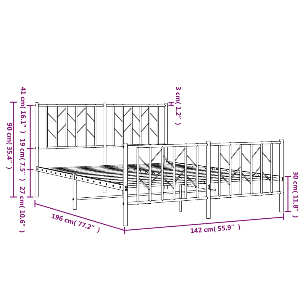 Bedframe met hoofd- en voeteneinde metaal wit 135x190 cm is nu te koop bij PeponiXL, paradijselijk wonen!
