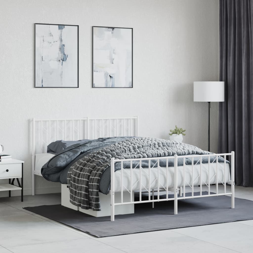 Bedframe met hoofd- en voeteneinde metaal wit 135x190 cm is nu te koop bij PeponiXL, paradijselijk wonen!