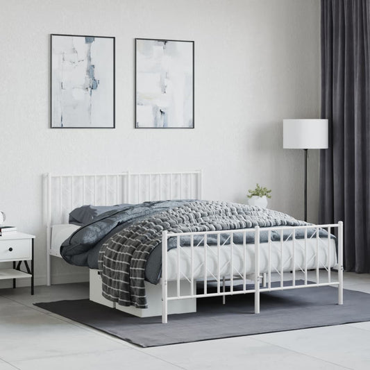 Bedframe met hoofd- en voeteneinde metaal wit 135x190 cm is nu te koop bij PeponiXL, paradijselijk wonen!