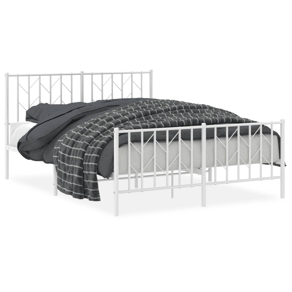 Bedframe met hoofd- en voeteneinde metaal wit 140x190 cm is nu te koop bij PeponiXL, paradijselijk wonen!