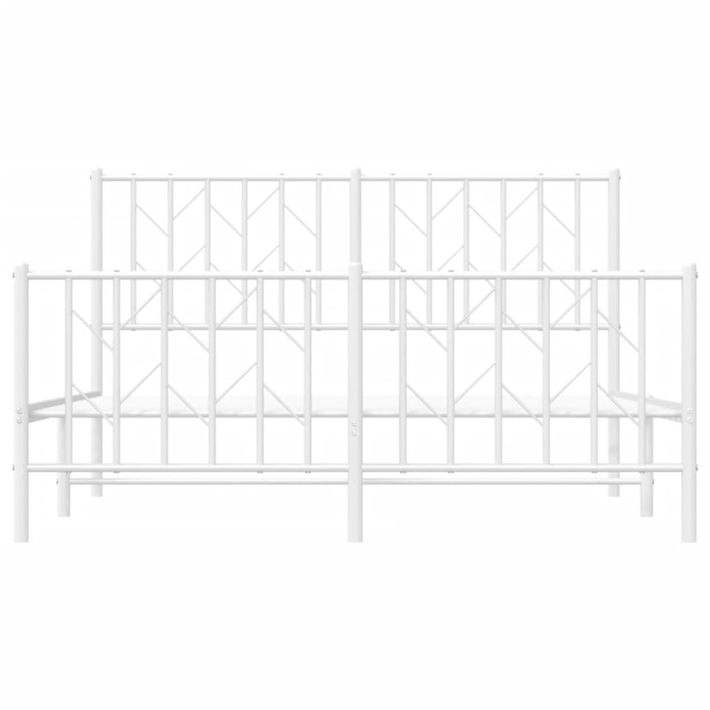 Bedframe met hoofd- en voeteneinde metaal wit 140x190 cm is nu te koop bij PeponiXL, paradijselijk wonen!