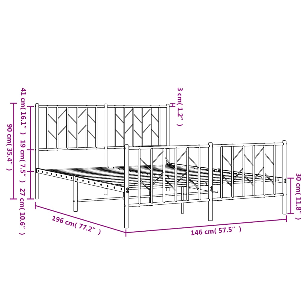 Bedframe met hoofd- en voeteneinde metaal wit 140x190 cm is nu te koop bij PeponiXL, paradijselijk wonen!