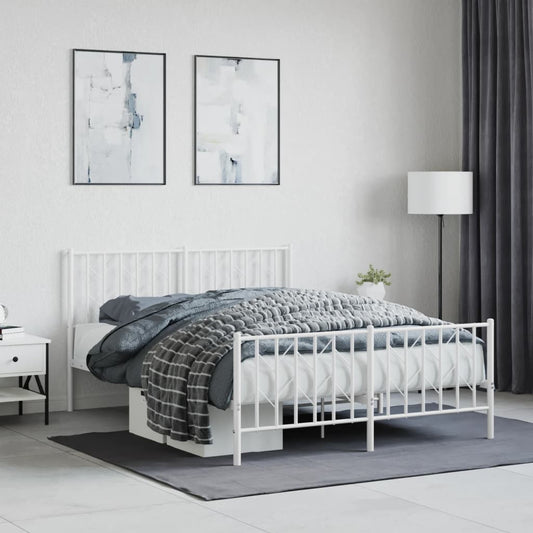Bedframe met hoofd- en voeteneinde metaal wit 140x190 cm is nu te koop bij PeponiXL, paradijselijk wonen!
