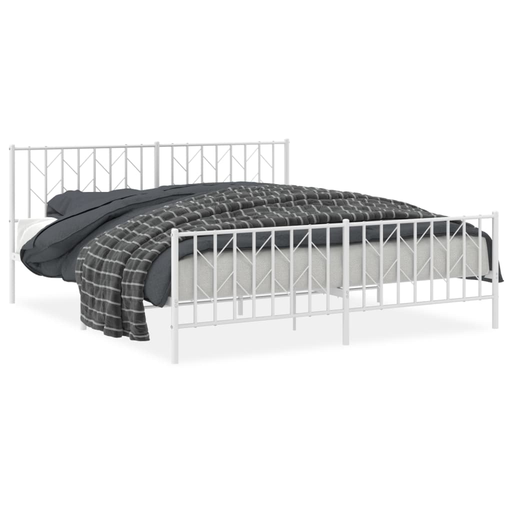 Bedframe met hoofd- en voeteneinde metaal wit 183x213 cm is nu te koop bij PeponiXL, paradijselijk wonen!