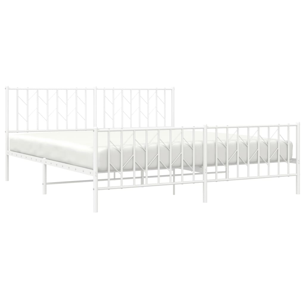 Bedframe met hoofd- en voeteneinde metaal wit 183x213 cm is nu te koop bij PeponiXL, paradijselijk wonen!