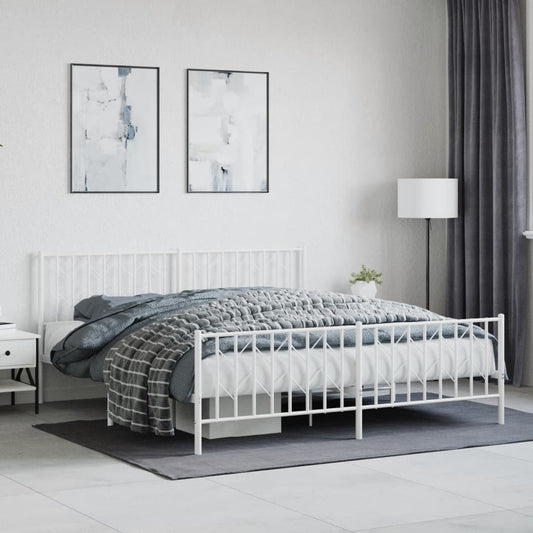 Bedframe met hoofd- en voeteneinde metaal wit 183x213 cm is nu te koop bij PeponiXL, paradijselijk wonen!