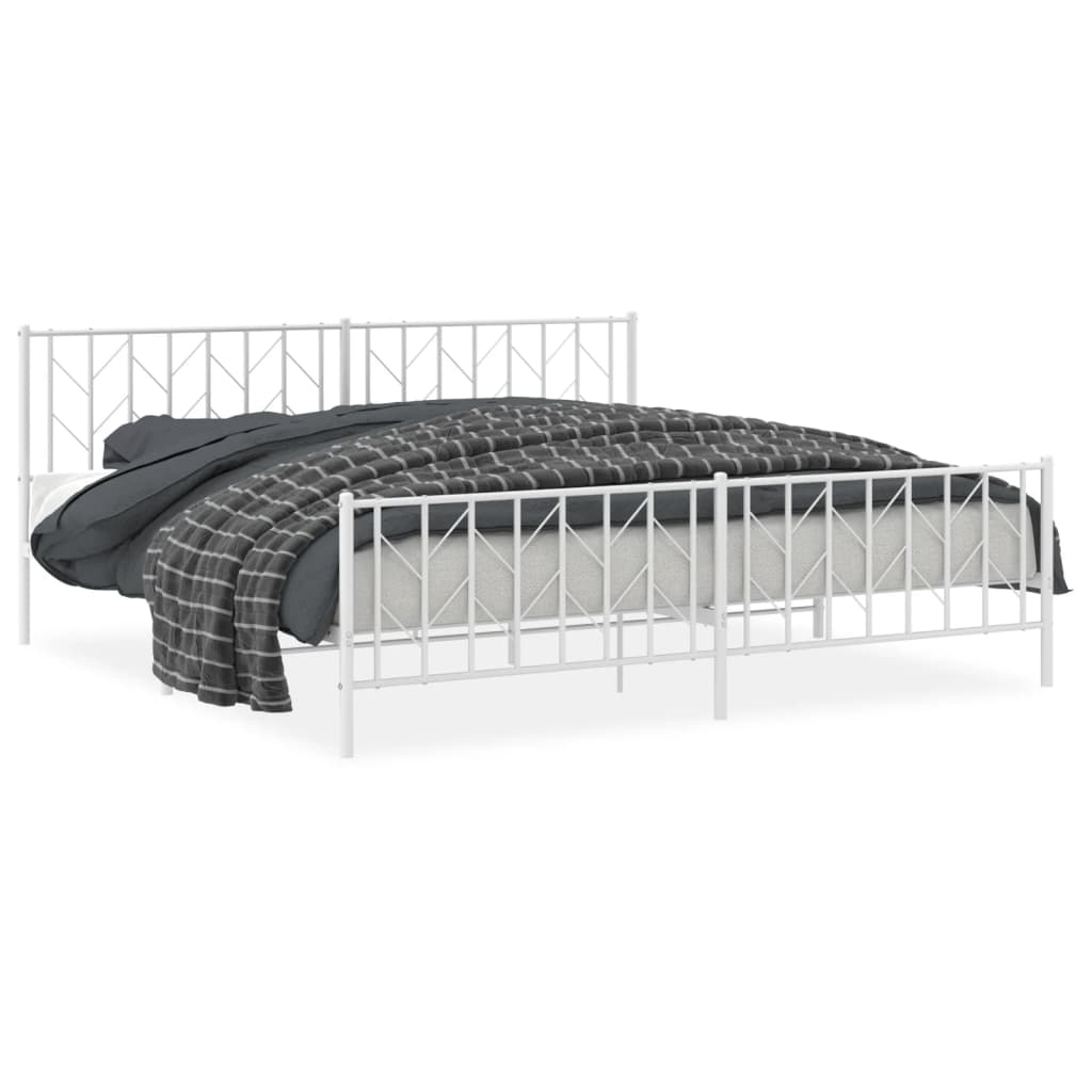 Bedframe met hoofd- en voeteneinde metaal wit 200x200 cm is nu te koop bij PeponiXL, paradijselijk wonen!