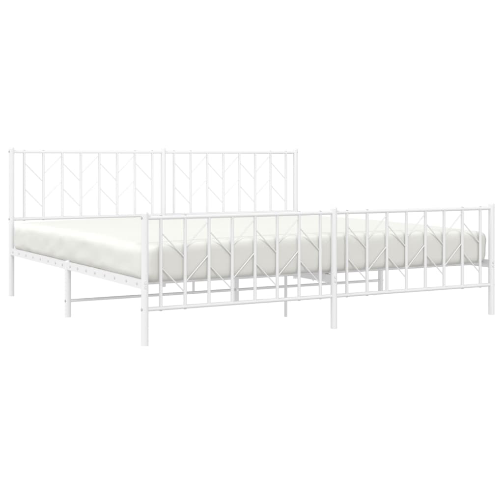 Bedframe met hoofd- en voeteneinde metaal wit 200x200 cm is nu te koop bij PeponiXL, paradijselijk wonen!