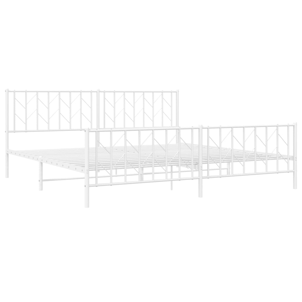 Bedframe met hoofd- en voeteneinde metaal wit 200x200 cm is nu te koop bij PeponiXL, paradijselijk wonen!