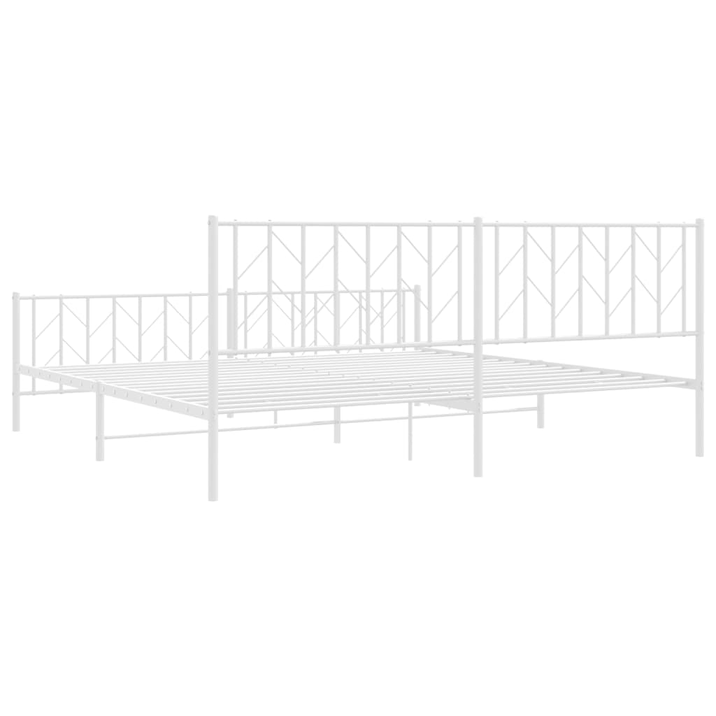 Bedframe met hoofd- en voeteneinde metaal wit 200x200 cm is nu te koop bij PeponiXL, paradijselijk wonen!