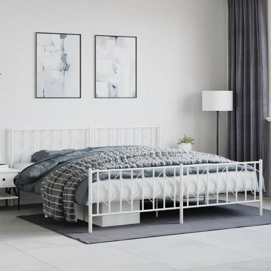 Bedframe met hoofd- en voeteneinde metaal wit 200x200 cm is nu te koop bij PeponiXL, paradijselijk wonen!