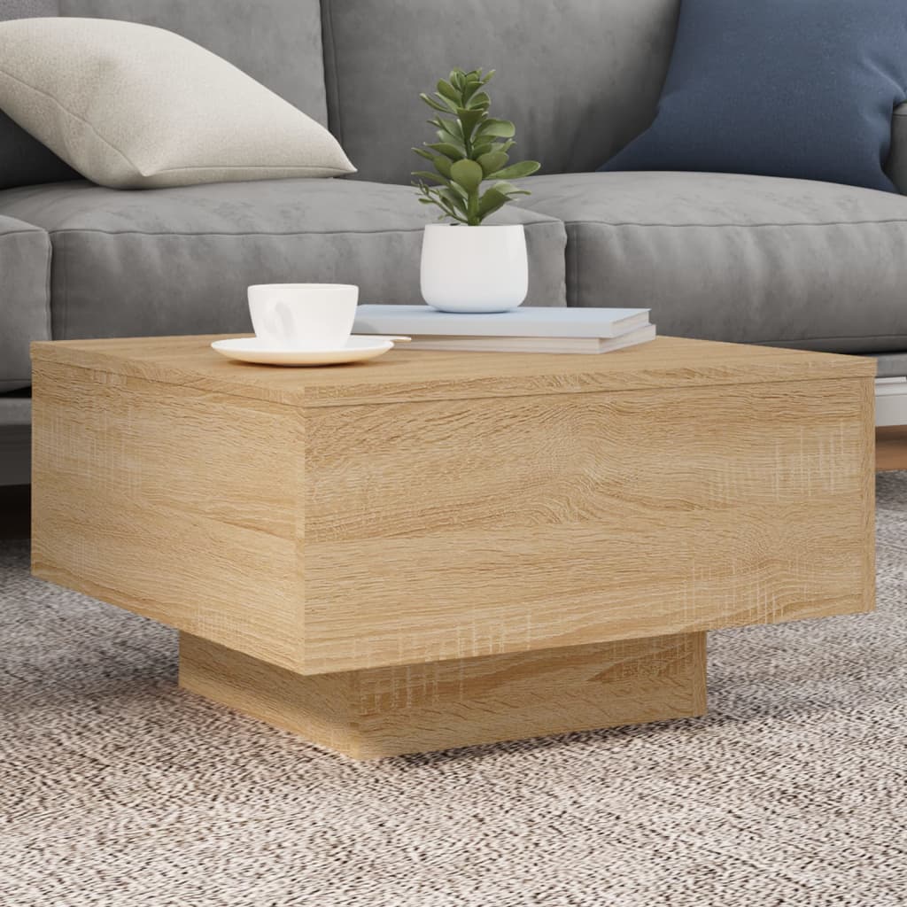 Salontafel 55x55x31 cm bewerkt hout sonoma eikenkleurig is nu te koop bij PeponiXL, paradijselijk wonen!