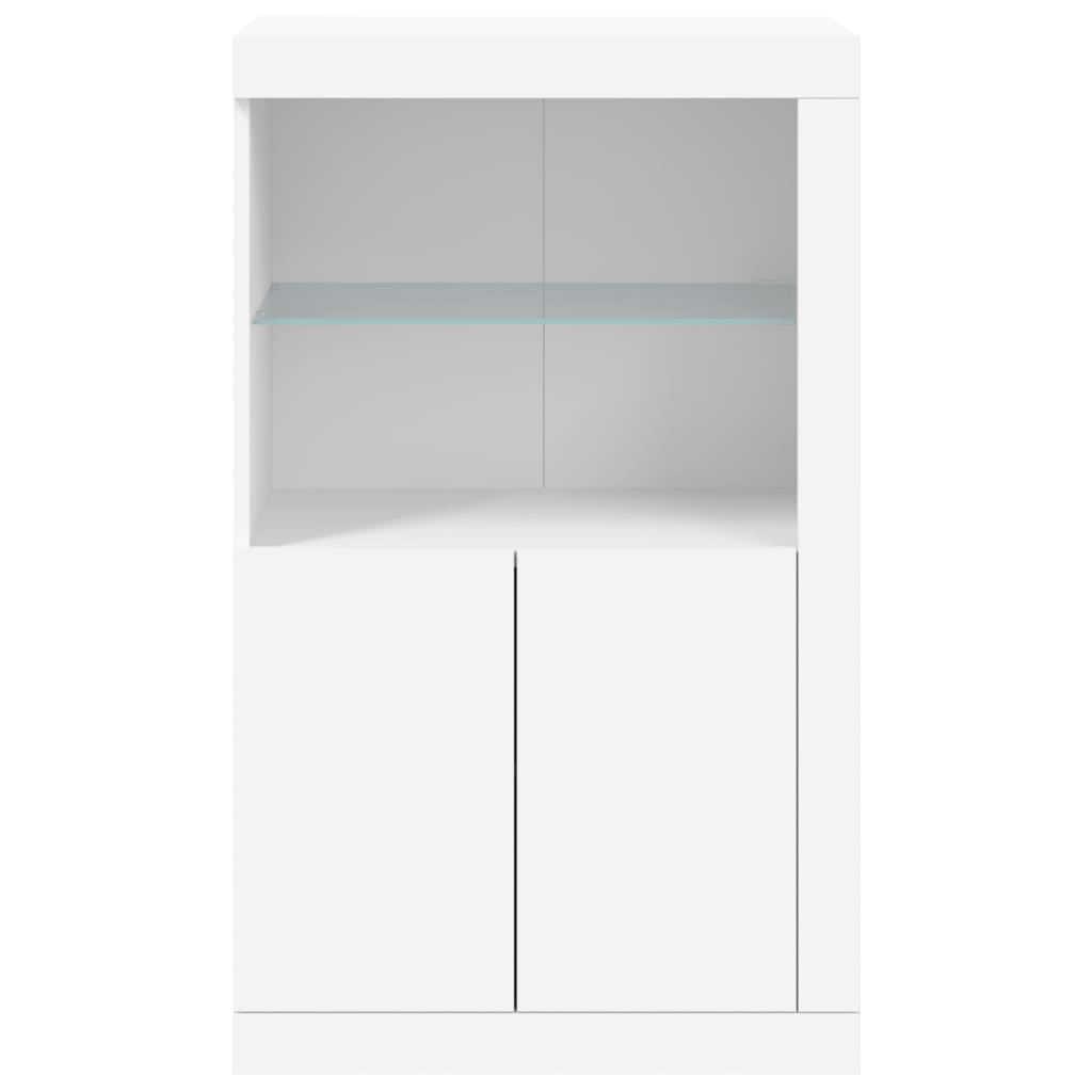 Bijzetkast met LED-verlichting bewerkt hout wit is nu te koop bij PeponiXL, paradijselijk wonen!