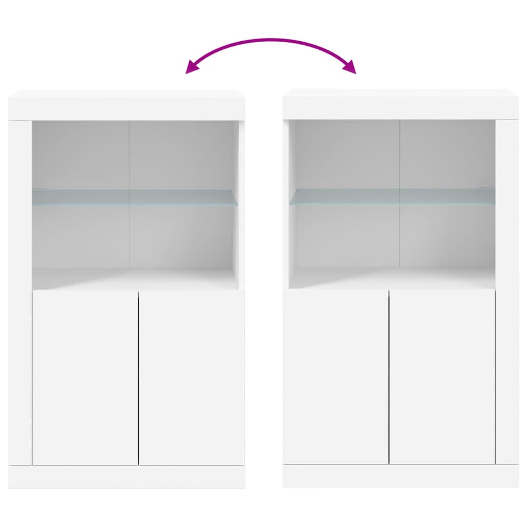 Bijzetkast met LED-verlichting bewerkt hout wit is nu te koop bij PeponiXL, paradijselijk wonen!