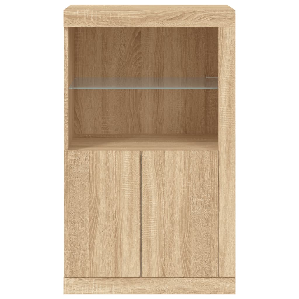 Bijzetkast met LED-verlichting bewerkt hout sonoma eikenkleurig is nu te koop bij PeponiXL, paradijselijk wonen!