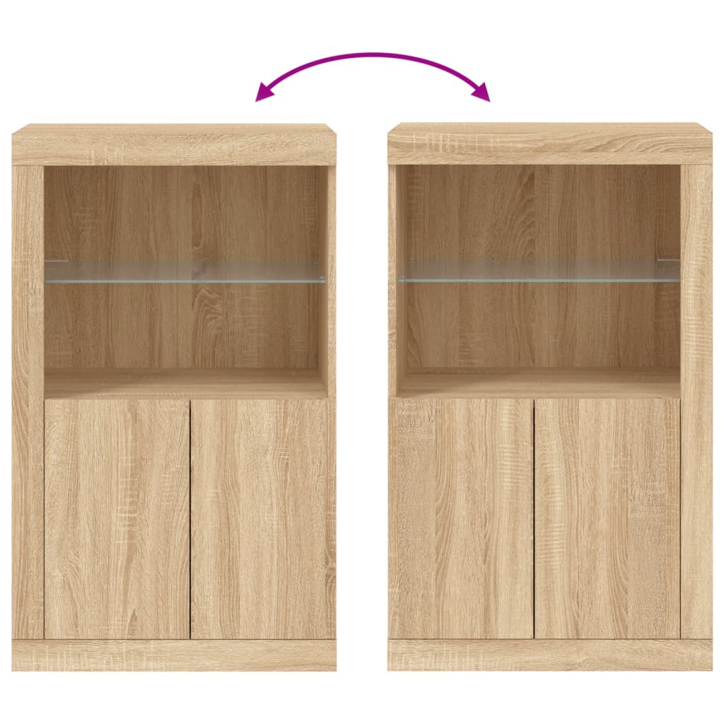 Bijzetkast met LED-verlichting bewerkt hout sonoma eikenkleurig is nu te koop bij PeponiXL, paradijselijk wonen!
