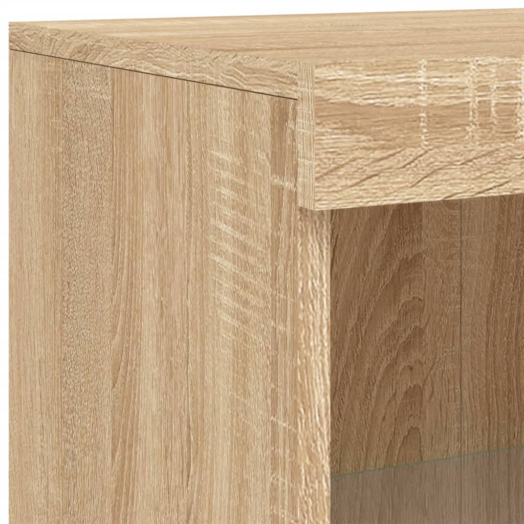 Bijzetkast met LED-verlichting bewerkt hout sonoma eikenkleurig is nu te koop bij PeponiXL, paradijselijk wonen!