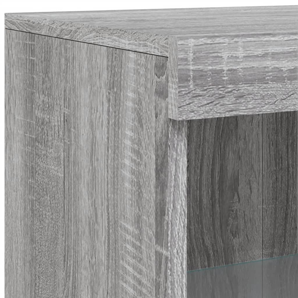 Bijzetkast met LED bewerkt hout grijs sonoma eikenkleurig is nu te koop bij PeponiXL, paradijselijk wonen!