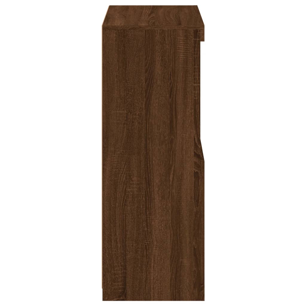 Bijzetkast met LED-verlichting bewerkt hout bruin eikenkleur is nu te koop bij PeponiXL, paradijselijk wonen!