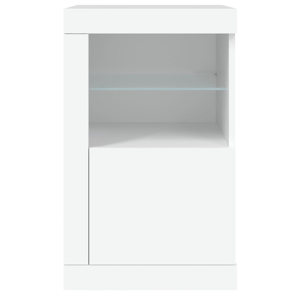 Bijzetkast met LED-verlichting bewerkt hout wit is nu te koop bij PeponiXL, paradijselijk wonen!