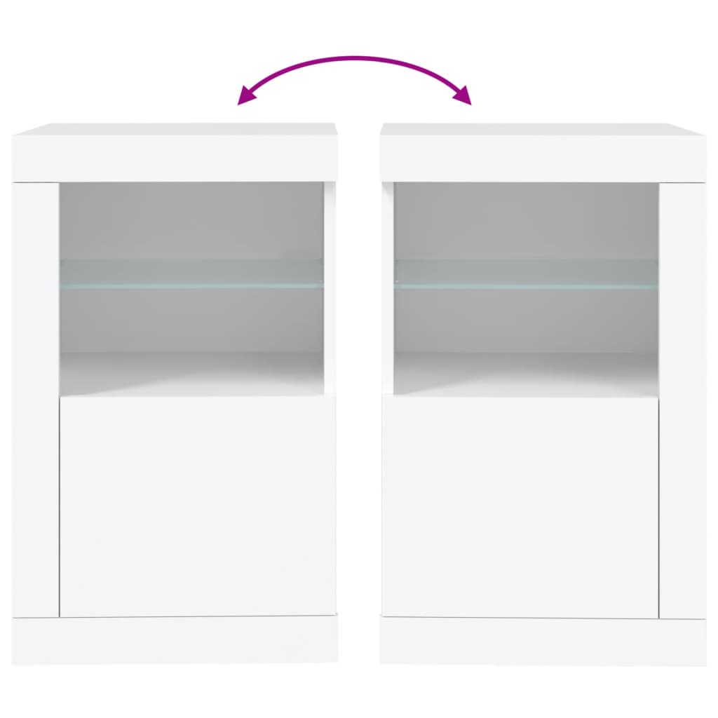 Bijzetkast met LED-verlichting bewerkt hout wit is nu te koop bij PeponiXL, paradijselijk wonen!