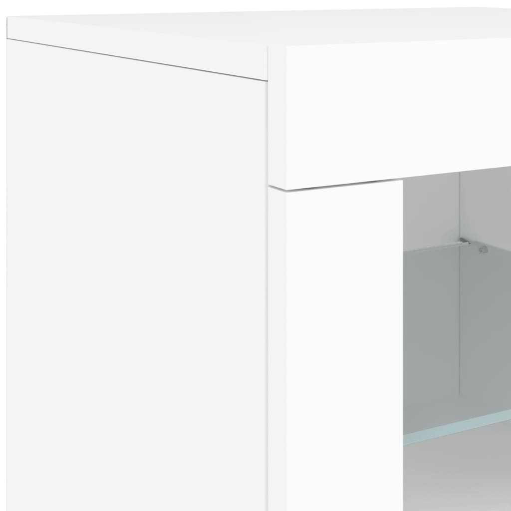 Bijzetkast met LED-verlichting bewerkt hout wit is nu te koop bij PeponiXL, paradijselijk wonen!