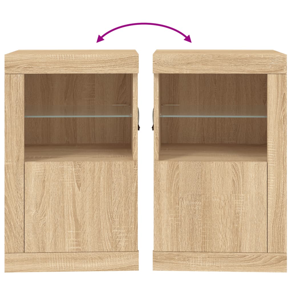 Bijzetkast met LED-verlichting bewerkt hout sonoma eikenkleurig is nu te koop bij PeponiXL, paradijselijk wonen!