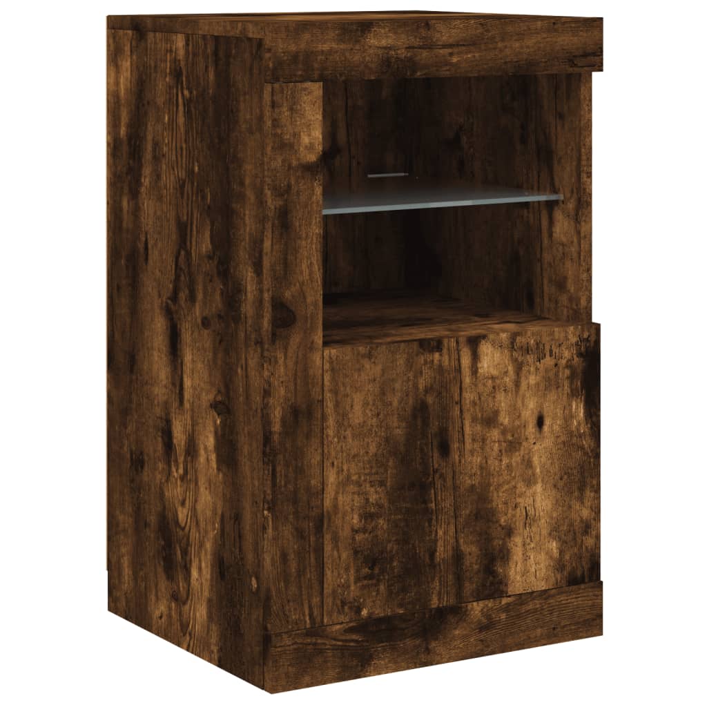 Bijzetkast met LED bewerkt hout gerookt eikenkleurig is nu te koop bij PeponiXL, paradijselijk wonen!