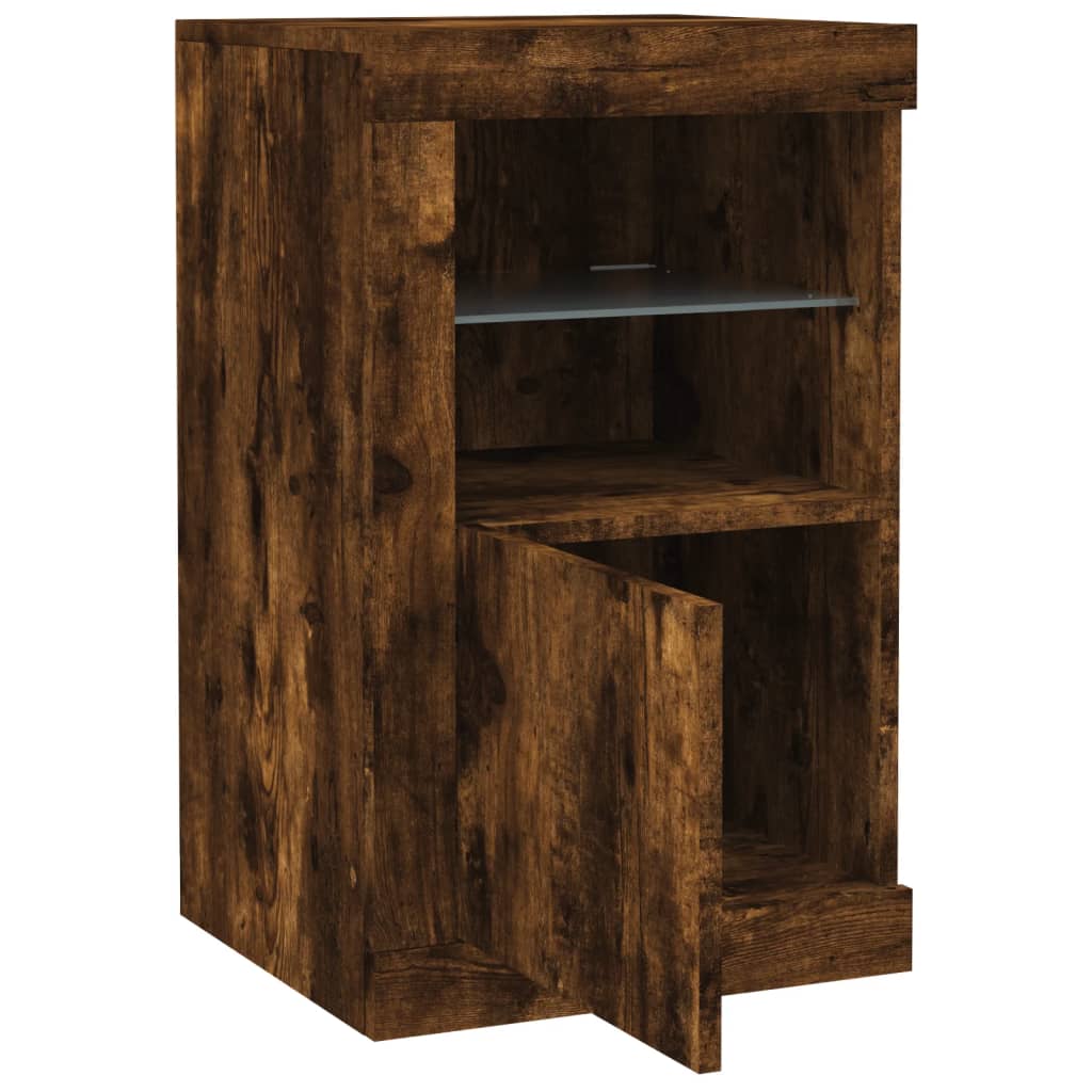 Bijzetkast met LED bewerkt hout gerookt eikenkleurig is nu te koop bij PeponiXL, paradijselijk wonen!