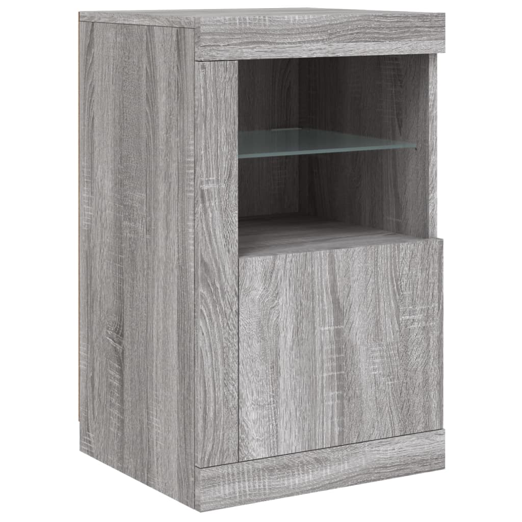 Bijzetkast met LED bewerkt hout grijs sonoma is nu te koop bij PeponiXL, paradijselijk wonen!