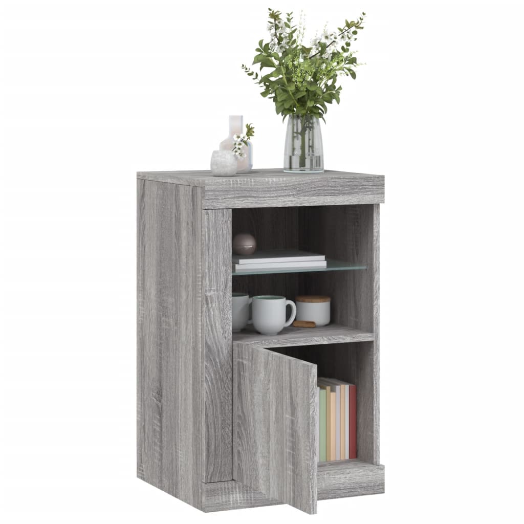 Bijzetkast met LED bewerkt hout grijs sonoma is nu te koop bij PeponiXL, paradijselijk wonen!
